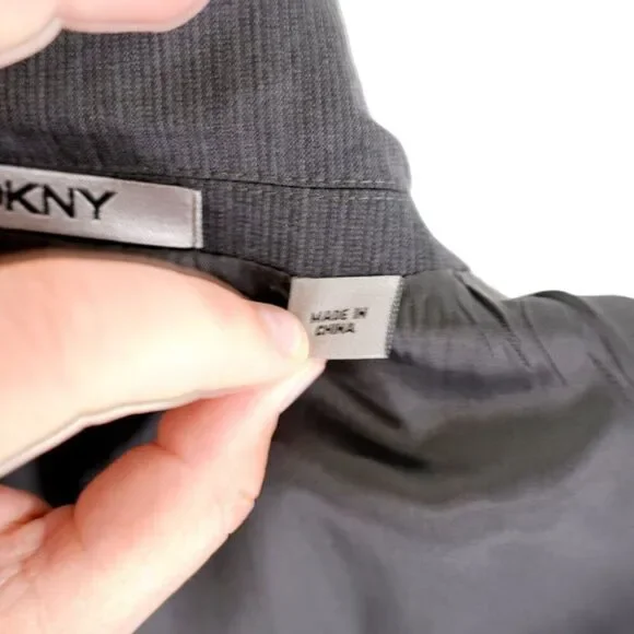 Dkny 2 Wool Gray Striped 2 Button Piece Suit 40R Or Slim 42R 35/31 Mid Rise Flat